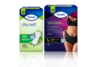 TENA Discreet Mini και TENA Silhouette Noir Mini TENA Discreet Mini και TENA Silhouette Noir Mini